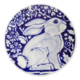 Niedlich Rabbit Blue White Woodland Animal Dedham  Keramikknauf