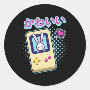 Niedlich Rabbit Pastel Kawaii Gamer Japanischer An Runder Aufkleber