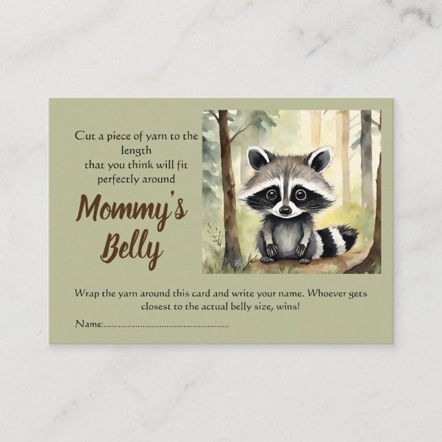 Niedlich Raccoon Guess Mama Bly Size Baby Bump Gam Begleitkarte (Vorderseite)