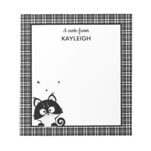 Niedlich Raccoon Kariert Notepad Notizblock