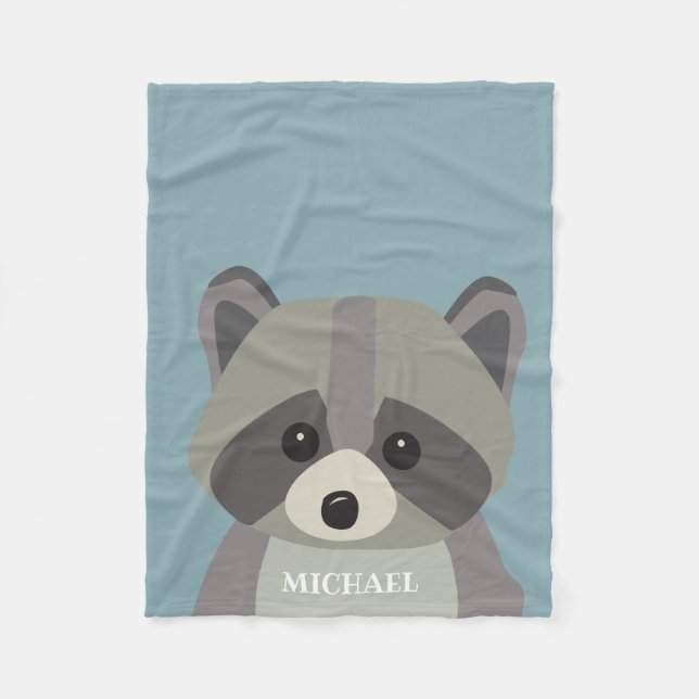 Niedlich Raccoon Modernes personalisiertes Baby Bl Fleecedecke (Vorderseite)