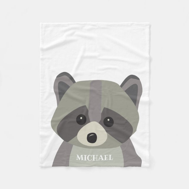 Niedlich Raccoon Modernes personalisiertes Baby Fleecedecke (Vorderseite)