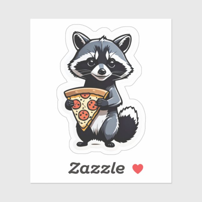 Niedlich Raccoon Pizza essen Aufkleber (Blatt)