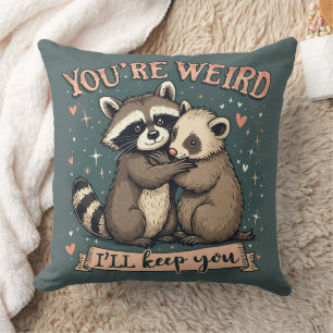 Niedlich Raccoons Woodland Quirky Liebe Kunst Kissen