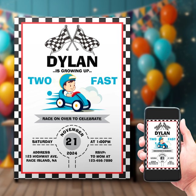 Niedlich Racer Two Fast Einladung (Von Creator hochgeladen)