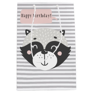 Niedlich Racoon Gray Striped Kinder Birthdayn Gesc Mittlere Geschenktüte