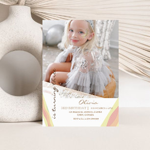 Niedlich Rainbow 3. Foto Einladung Girly Birthday 