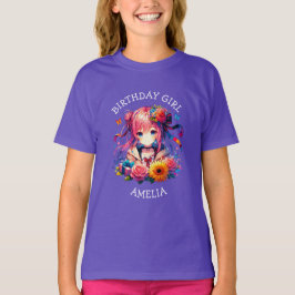 Niedlich Rainbow Anime Girl Birthday Girl Personal T-Shirt