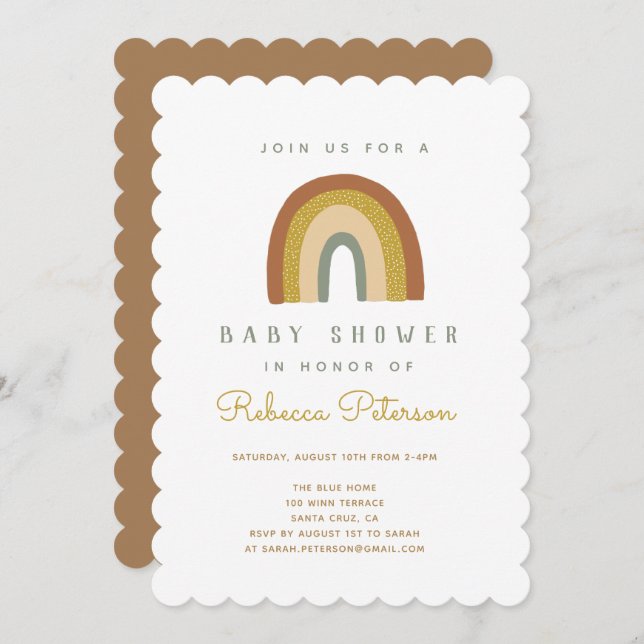 Niedlich Rainbow Baby Shower Einladung (Vorne/Hinten)