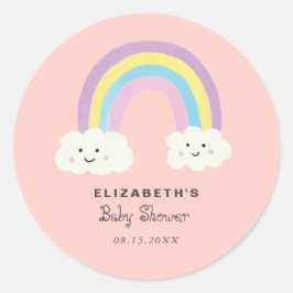 Niedlich Rainbow Baby Shower Girl Pink Kawaii Mode Runder Aufkleber