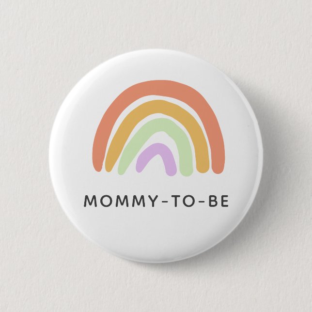 Niedlich Rainbow Baby Shower Mommy-to-be Button (Vorderseite)