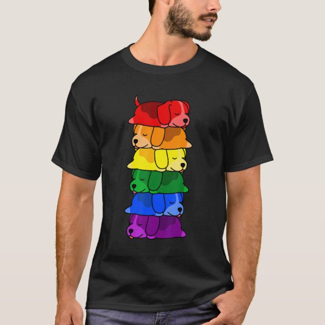 Niedlich Rainbow Beagle Gay Pride Lgbt Puppy T-Shirt (Vorderseite)