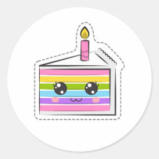 Niedlich Rainbow Birthday Cake Kawaii Sticker