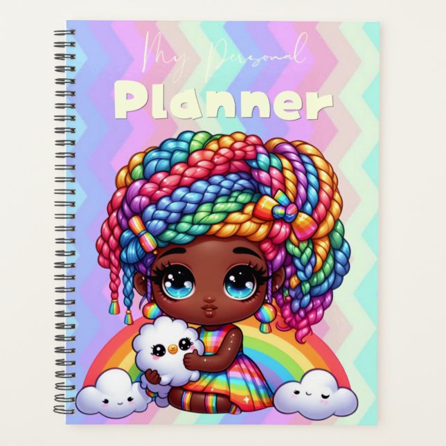 Niedlich Rainbow Chibi Girl "My Personal Planner" Planer (Vorderseite)