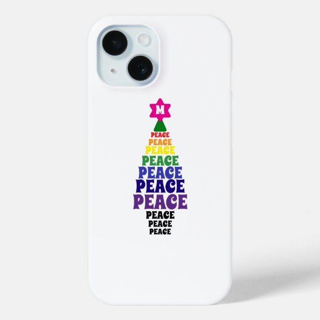 Niedlich Rainbow Christmas Peace Tree Add Initial Case-Mate iPhone Hülle (Rückseite)