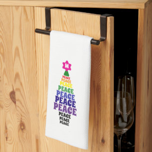 Niedlich Rainbow Christmas Peace Tree Add Initial Geschirrtuch