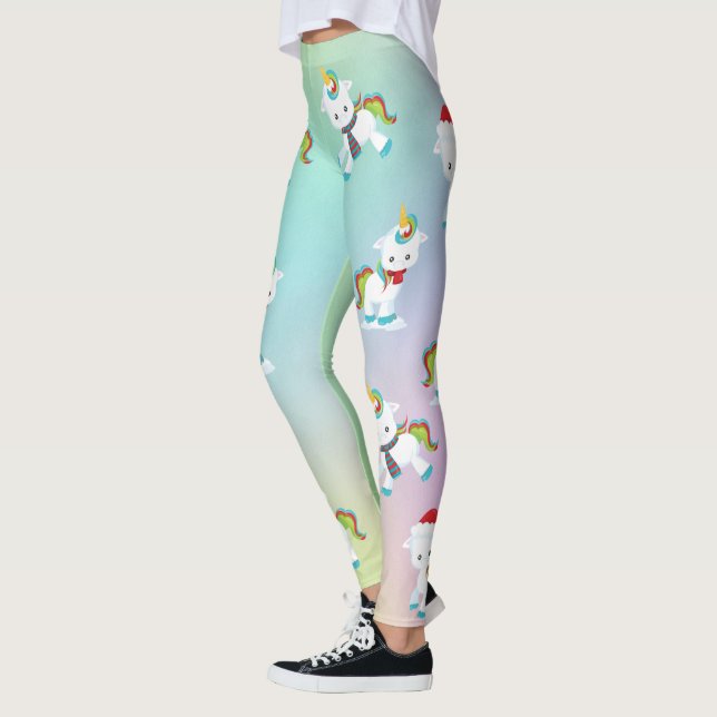Niedlich Rainbow Christmas Unicorn Leggings (Links)