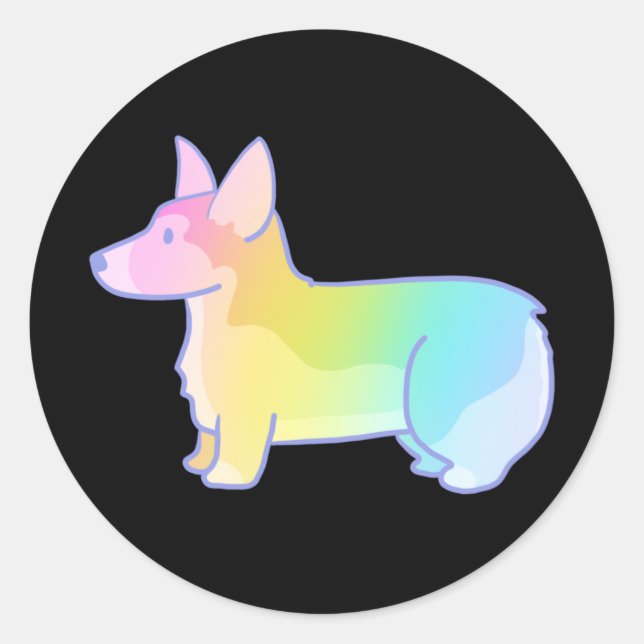 Niedlich Rainbow Corgi Runder Aufkleber (Vorderseite)