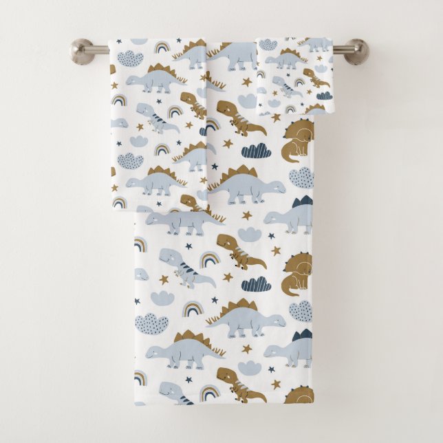 Niedlich Rainbow Dinosaur Muster Badhandtuch Set (Insitu)