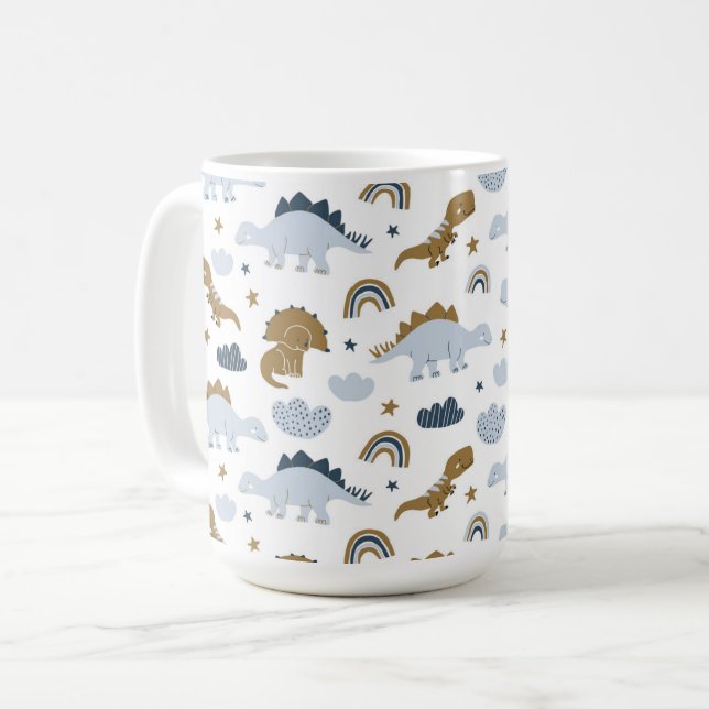 Niedlich Rainbow Dinosaur Muster Kaffeetasse (Vorderseite Links)