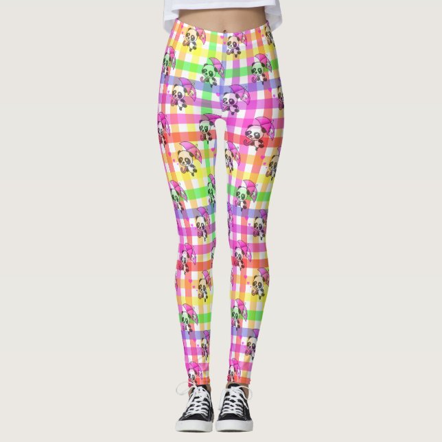 Niedlich Rainbow Gingham Leggings (Vorderseite)