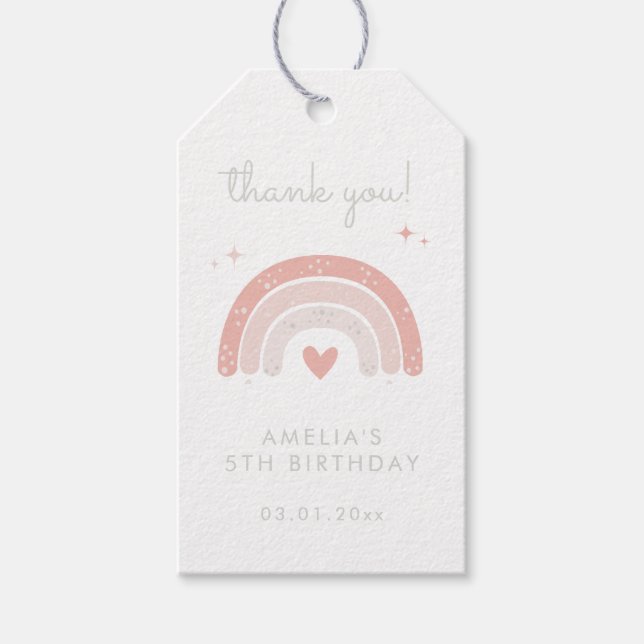 Niedlich Rainbow Girl Birthday Vielen Dank Geschenkanhänger (Vorderseite)