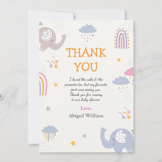 Niedlich Rainbow Girls Baby Showroom Danke, dass i Dankeskarte (Vorderseite)