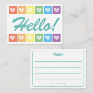 Niedlich Rainbow Heart Hello Lined Mini Mitteilungskarte