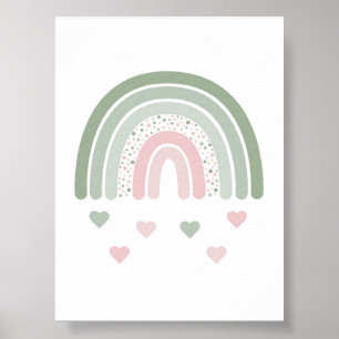 Niedlich Rainbow Hearts Boho Kinderzimmer Poster