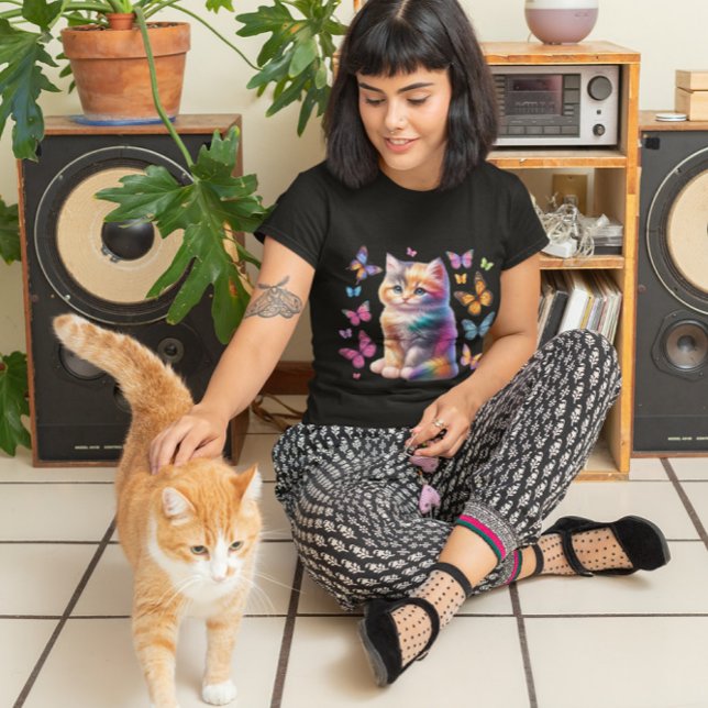 Niedlich Rainbow Kitten and Butterfets Sublimation T-Shirt (Von Creator hochgeladen)