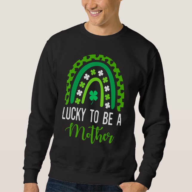 Niedlich Rainbow Leopard Print Kleeblatt Lucky St  Sweatshirt (Vorderseite)