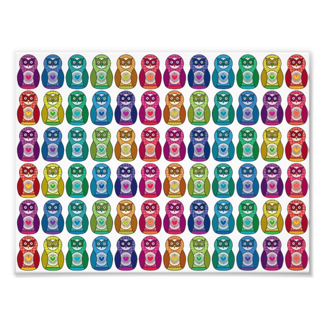 Niedlich Rainbow Matryoshka Owl Fotodruck (Vorne)