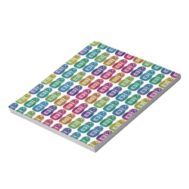 Niedlich Rainbow Matryoshka Owls Notizblock (Rotiert)