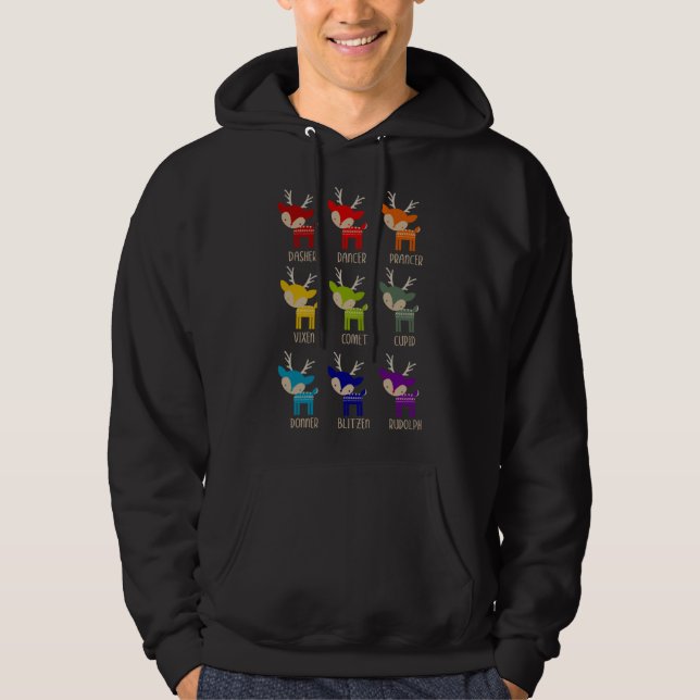 Niedlich Rainbow Reindeer Tacky Weihnachten Hoodie (Vorderseite)