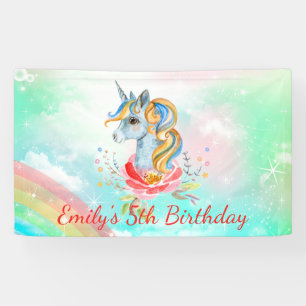 Niedlich Rainbow Unicorn 5. Geburtstagsparty Banne Banner