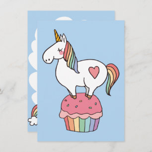 Niedlich Rainbow Unicorn am Geburtstag Einladung