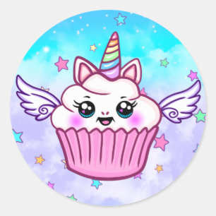 Niedlich Rainbow Unicorn Cupcake Kawaii Stickers