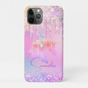 Niedlich Rainbow unicorn Rosa Glitzer Tropfen Mono Case-Mate iPhone Hülle