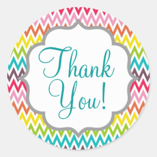 Niedlich Rainbow Zickzack Stripes Runder Aufkleber
