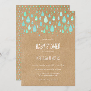 Niedlich Raindrops Baby Dusche Rustic Kraft Boho Einladung