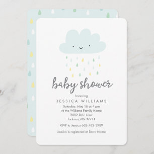 Niedlich Rainy Cloud Baby Dusche Einladung in Blue