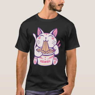 Niedlich Ramen Cat Japanischer Nerd T-Shirt