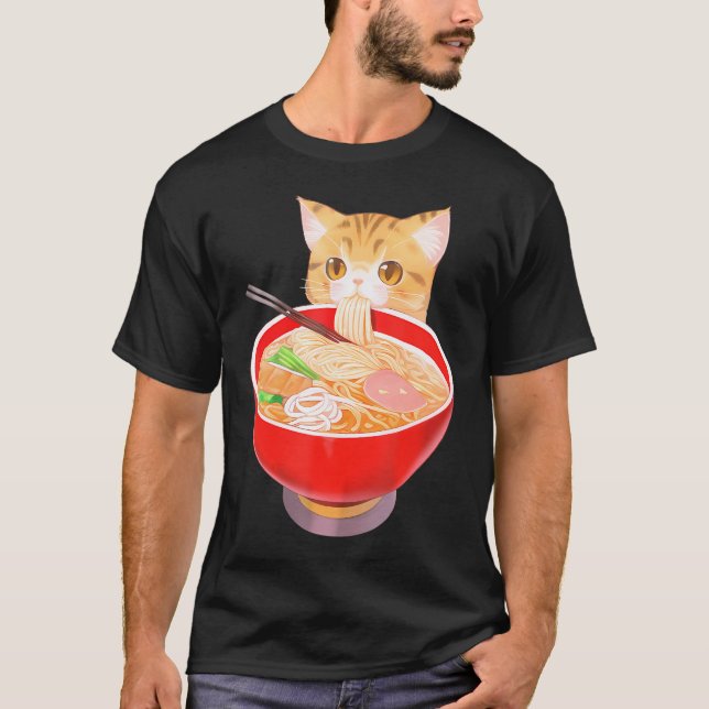 Niedlich Ramen Cat Kawaii Neko Anime Japanisch Noo T-Shirt (Vorderseite)