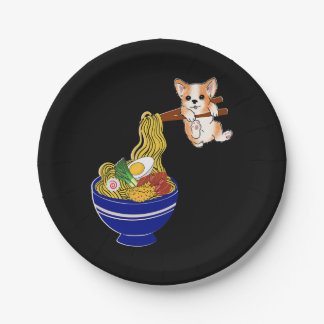 Niedlich Ramen Corgi Hund Pappteller
