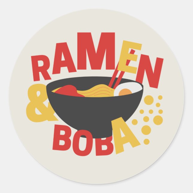 Niedlich Ramen und Boba Runder Aufkleber (Vorderseite)