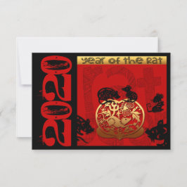 Niedlich Rat Chinesisches Jahr 2020 Zodiac Birthda RSVP Karte
