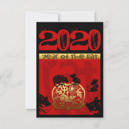 Niedlich Rat Chinesisches Jahr 2020 Zodiac Geburts RSVP Karte