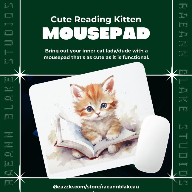 Niedlich Reading Kitten Mousepad (Von Creator hochgeladen)