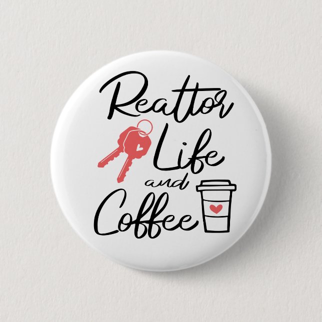 Niedlich Real Anwesen Agent Broker Coffee Lover Re Button (Vorderseite)