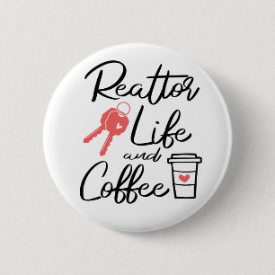 Niedlich Real Anwesen Agent Broker Kaffee Lover Re Button